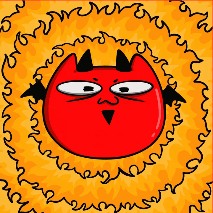 Catan the red devil cat spinning inside a ring of flames